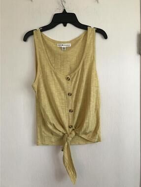 Eye Candy Yellow Button-Front Tie-Front Tank Top XL